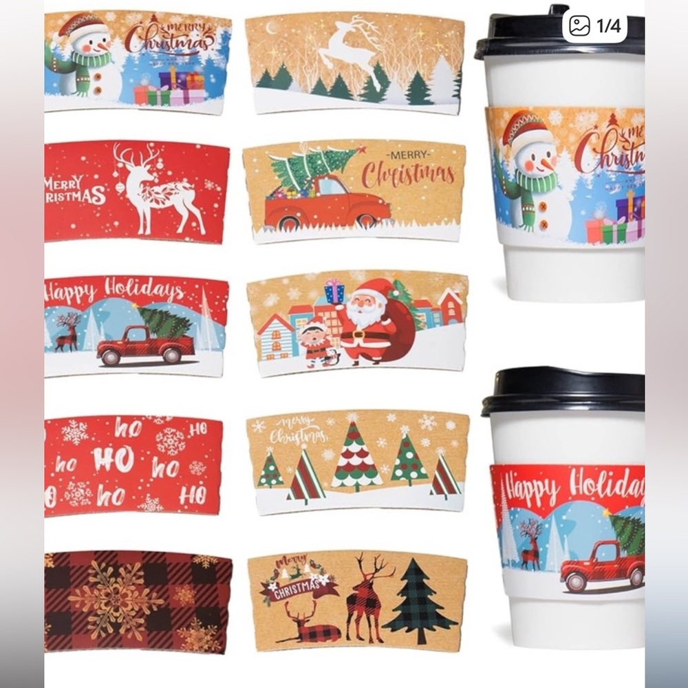 NWT 60 piece Festive Holiday Coffee Cup Sleeves Set